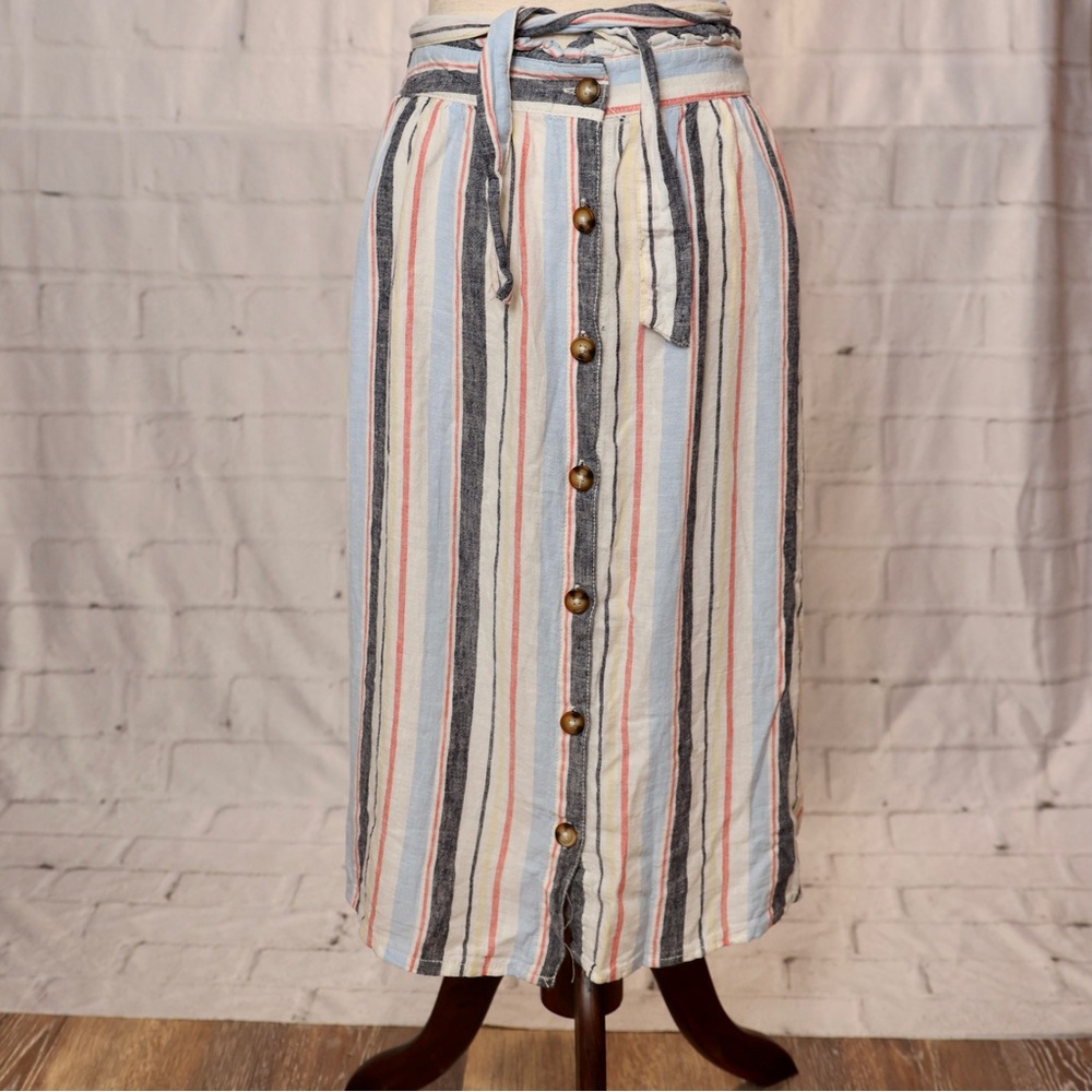 NWT A.N.A Multi-stripe Linen Skirt